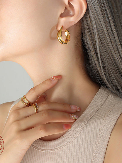 Titanium Steel Huggie Earrings