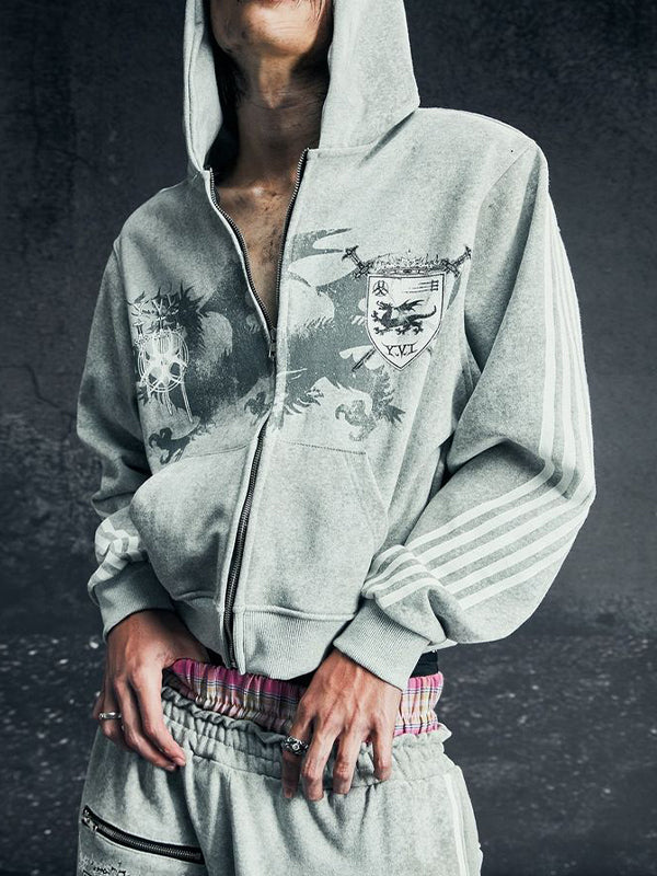 Oversized Hoodie with Lettering Stripes