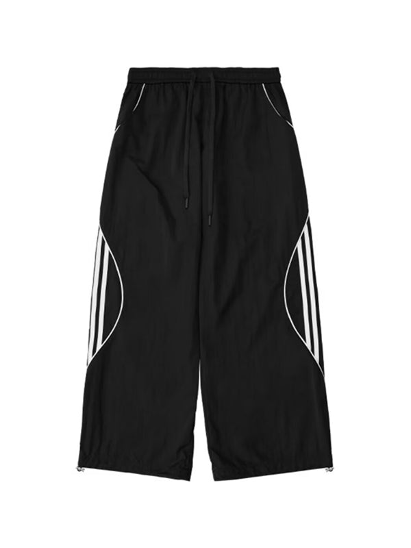 Side Stripes Contrast Color Wide Leg Pants
