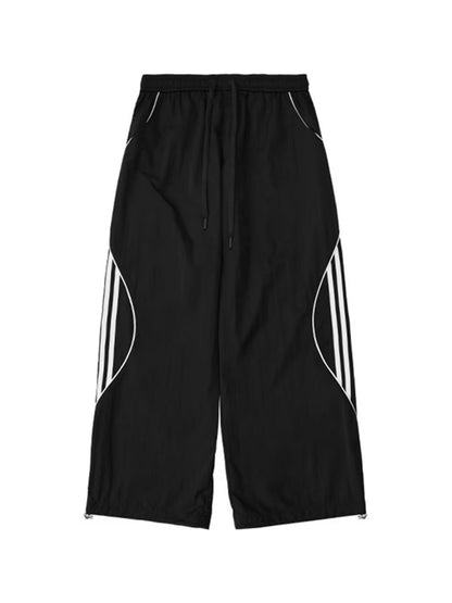 Side Stripes Contrast Color Wide Leg Pants