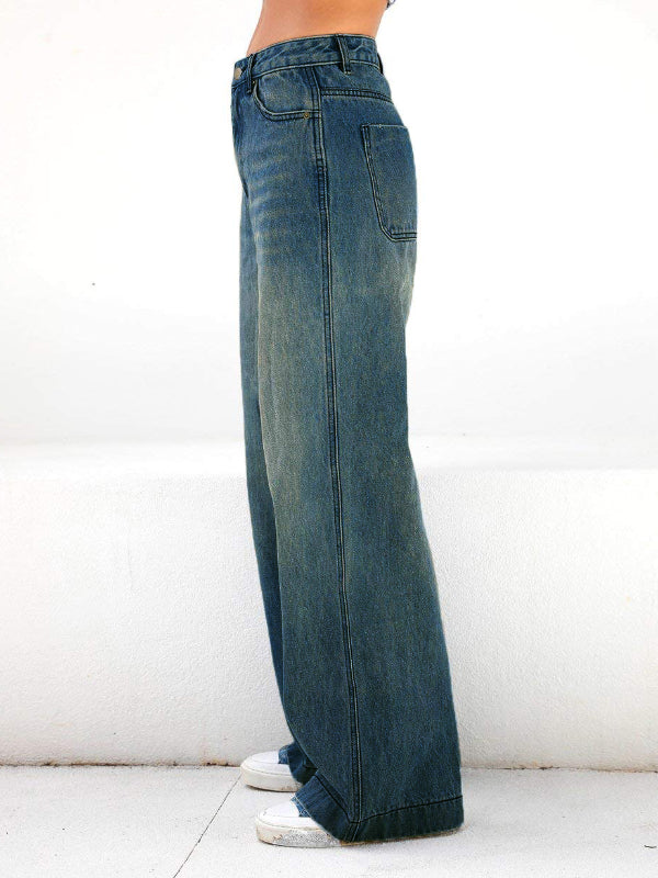 Washed Vintage Blue Versatile Boyfriend Jeans