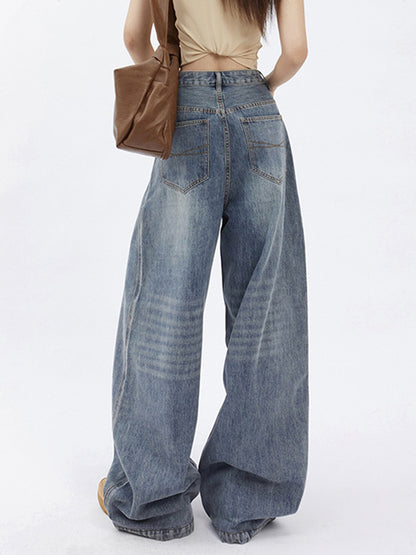 Loose wide leg draped baggy jeans