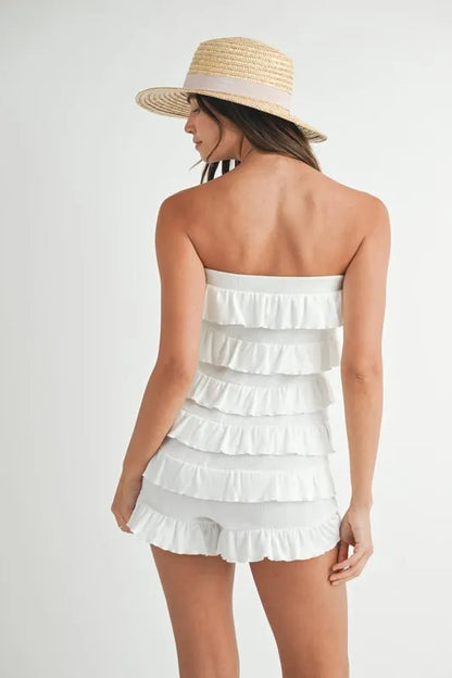 Rita Knit Ruffled Tube Romper