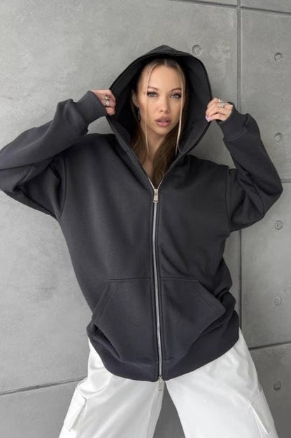 Solid Color Loose Street Style Hoodie