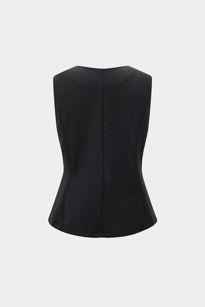 Solid Metallic Button Vest