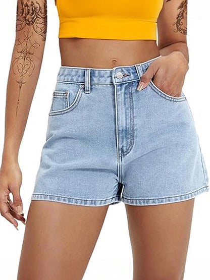 Basic Washed Denim Shorts
