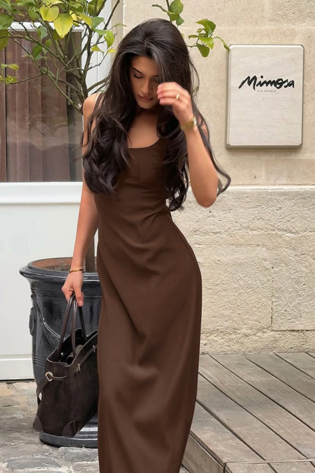 Square Neck Sleeveless Bodycon Midi Dress