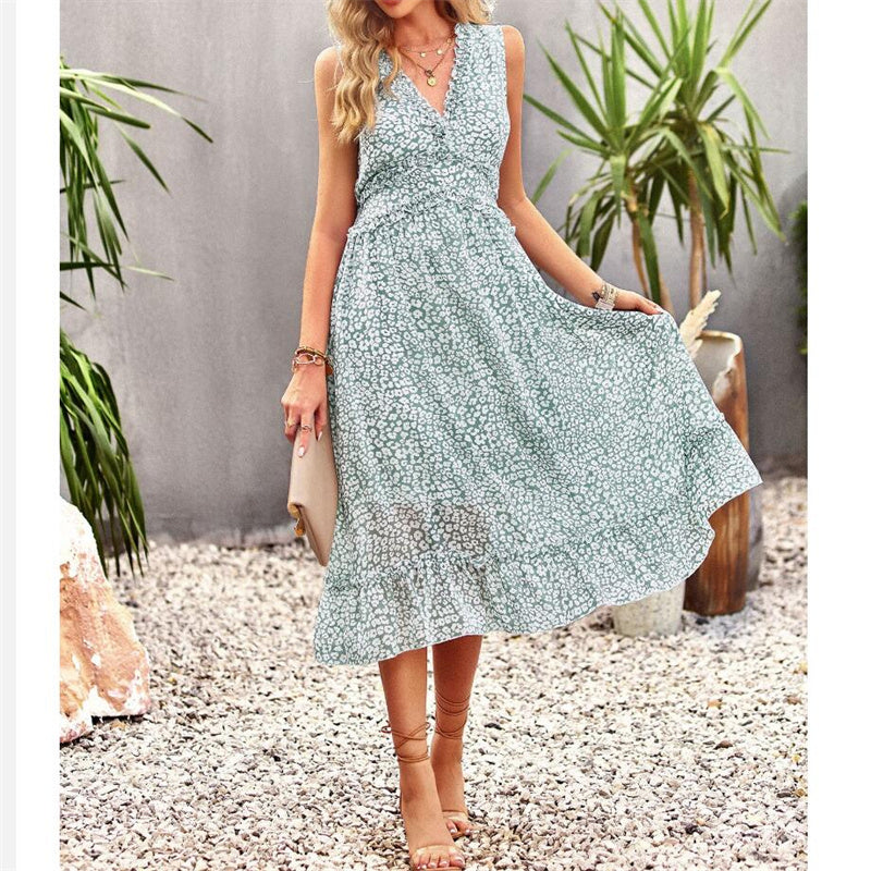 Floral Print V-Neck Sleeveless Maxi Dress in Various Colors
