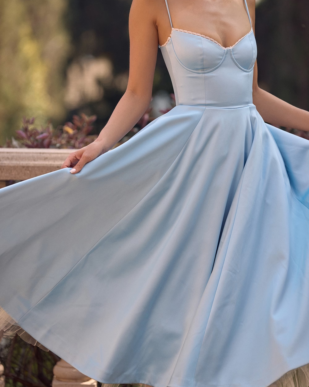 Sweetheart Corset Spaghetti Strap Pleated Fit and Flare Midi Dress