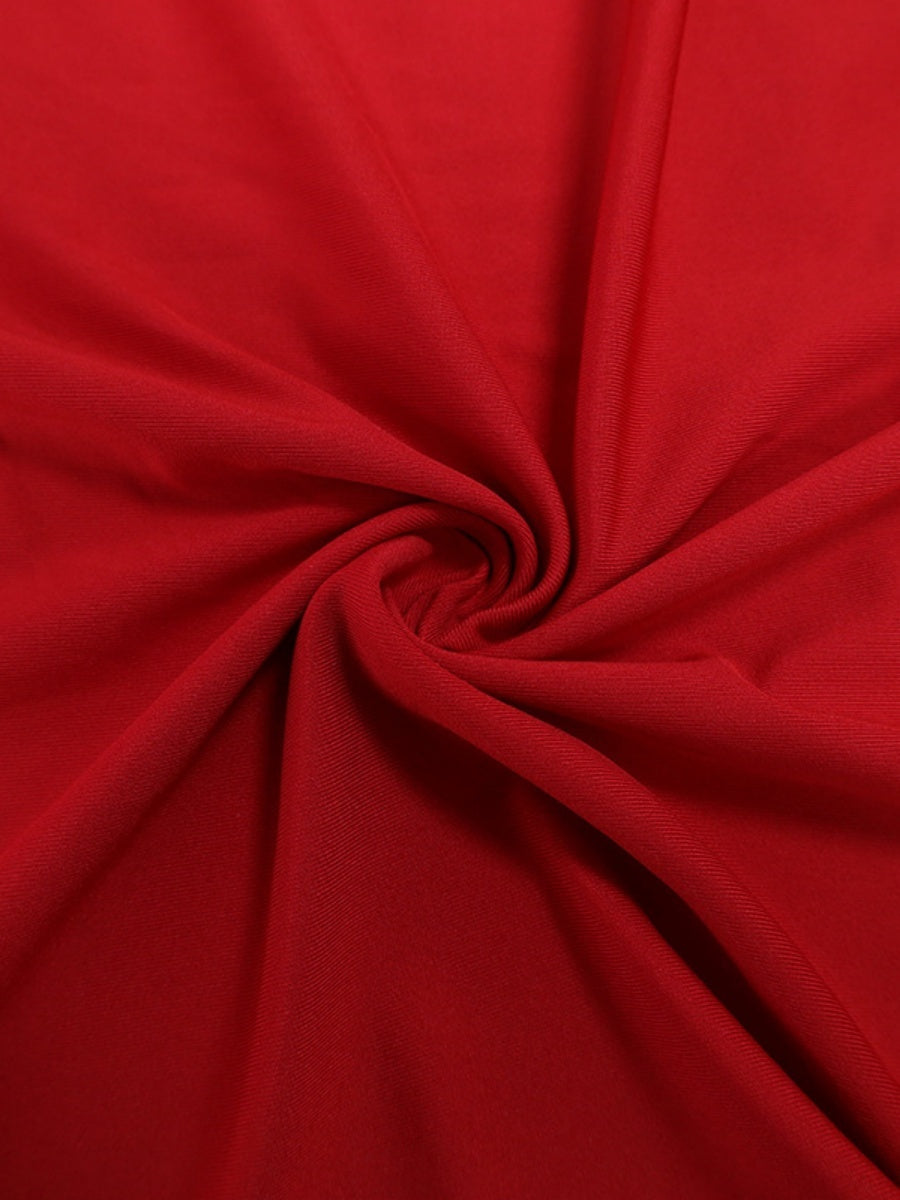 Backless 3D Floral Shoulder Strap Satin Formal Dress Red Midi Dresses