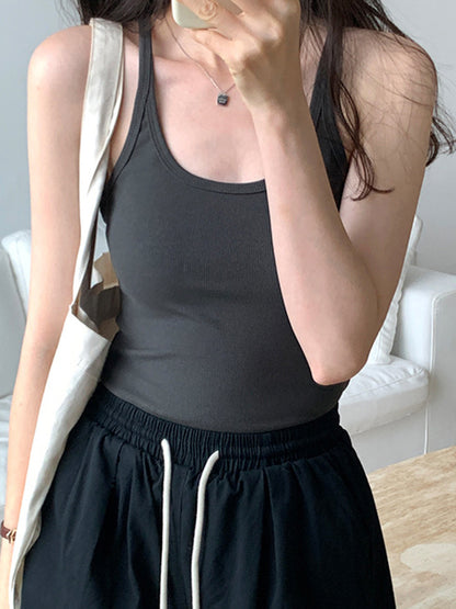 Plain High Elastic Slim Fit Cami Top
