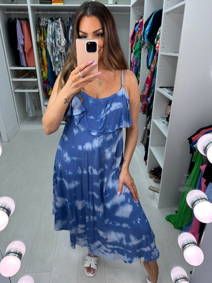 Tie Dye Drop Shoulder Midi Dress