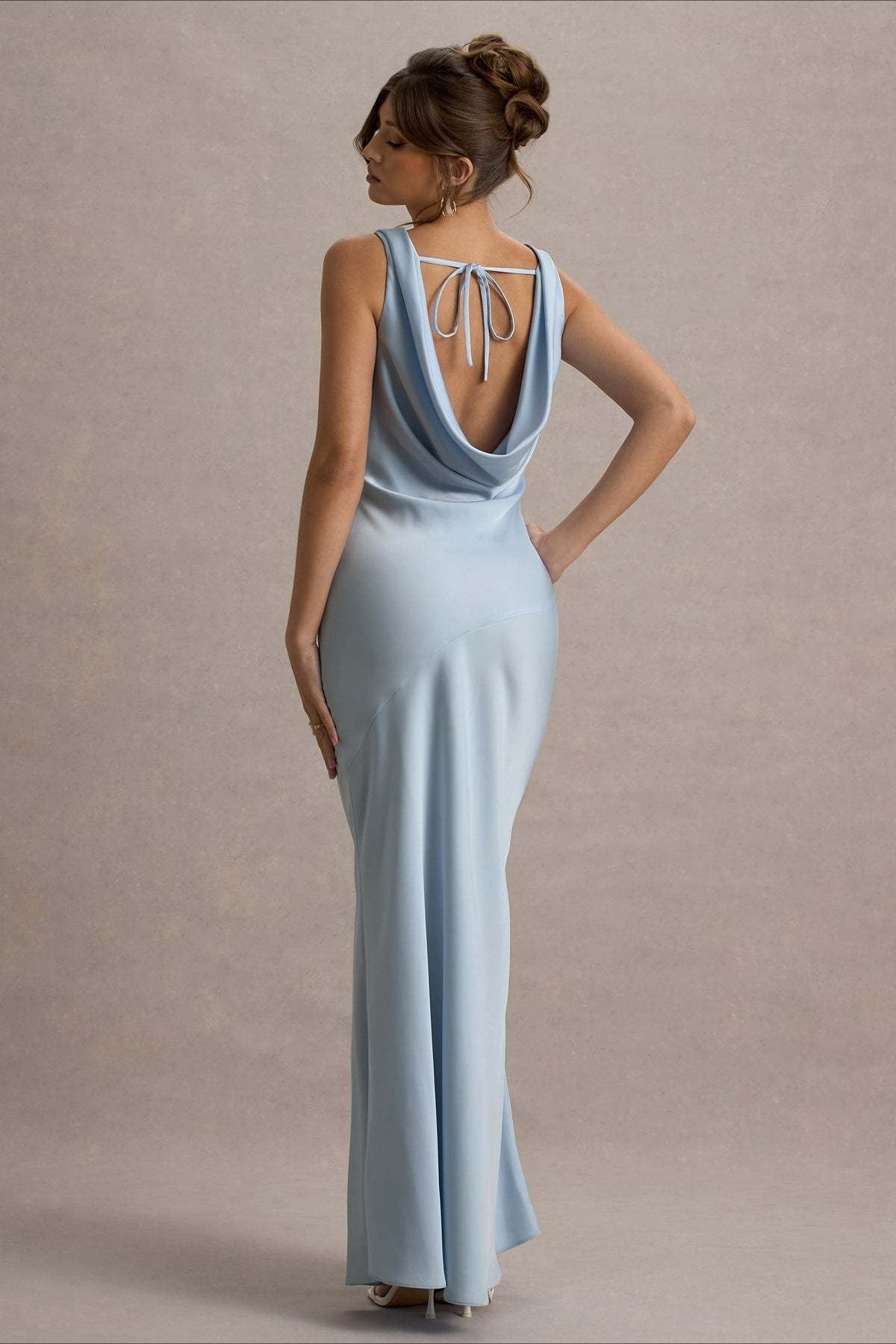 | Satin Bodycon Backless Maxi Dress