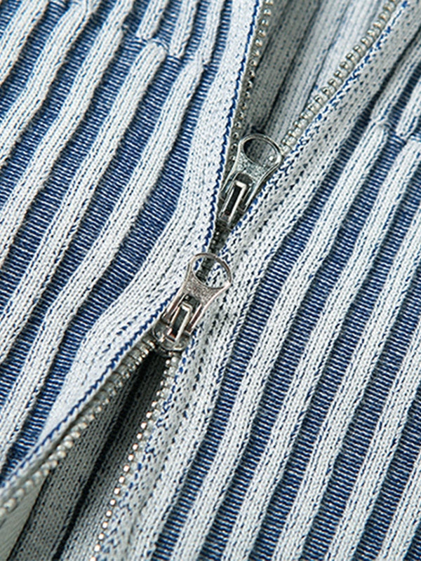 Stripe Zipper Cardigan Knit