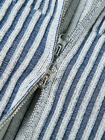 Stripe Zipper Cardigan Knit