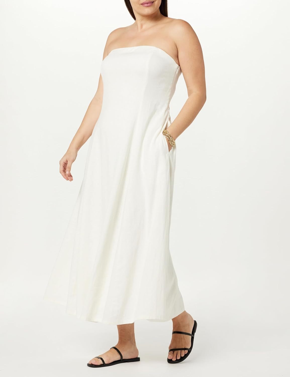 Strapless Linen Maxi Dress