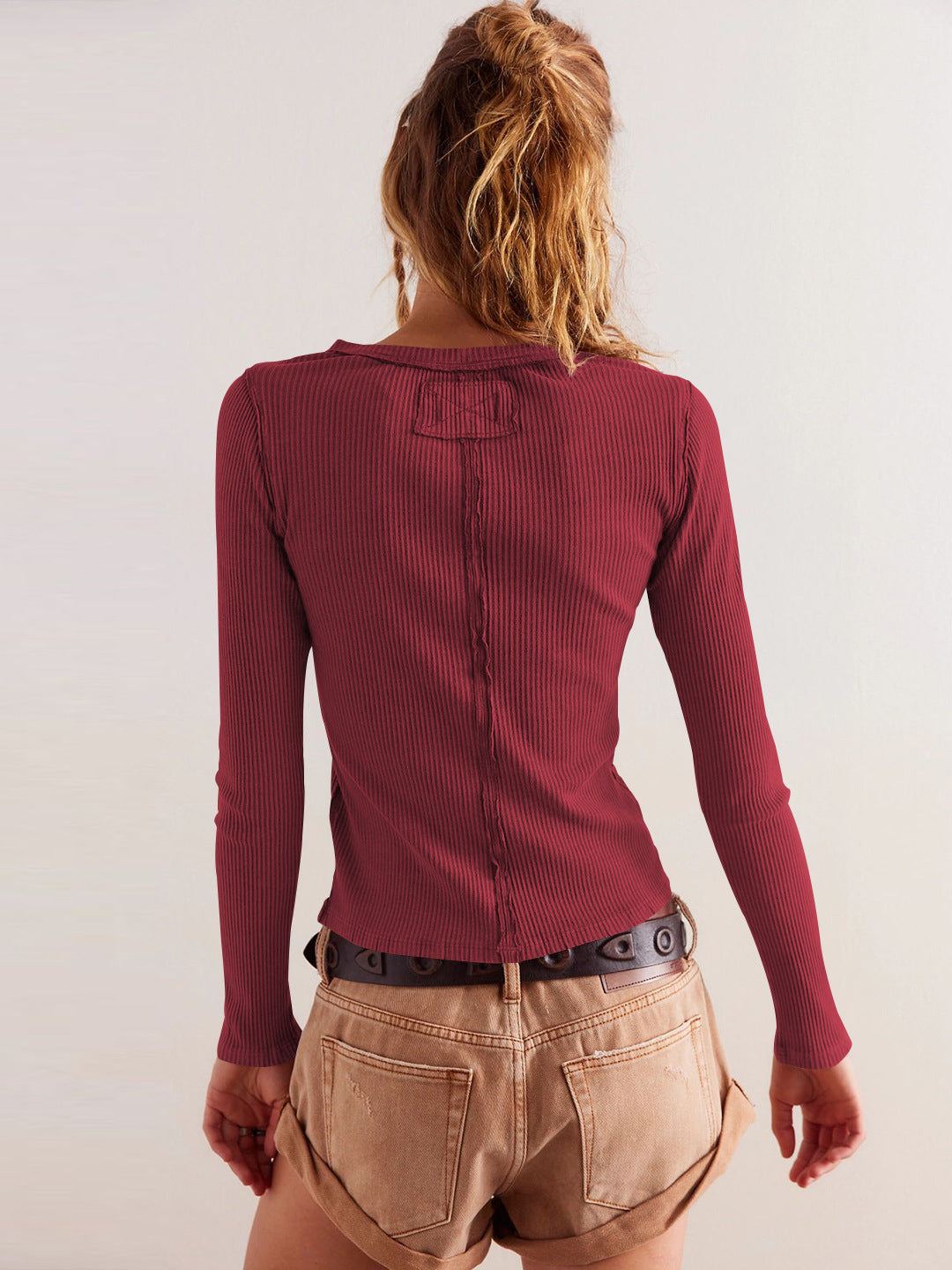 Buttoned Ribbed Knit Cardigan
