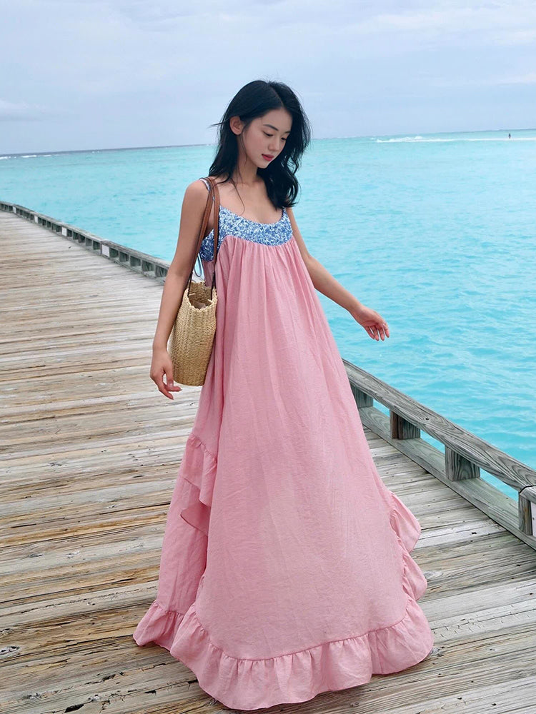 Pink Flowing Maxi Dress – Dreamy Island Vacation Outfit