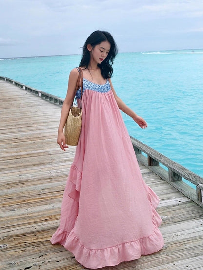 Pink Flowing Maxi Dress – Dreamy Island Vacation Outfit