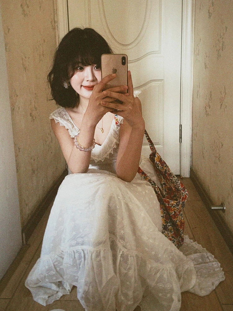 White Embroidered Lace Maxi Dress – Dreamy Beach Getaway Look