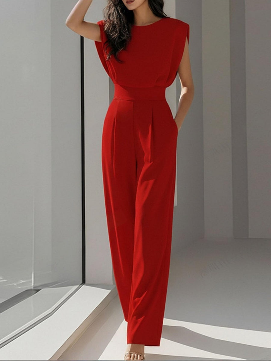 Sleeveless Waist Temperament Commuting Jumpsuits