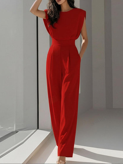 Sleeveless Waist Temperament Commuting Jumpsuits