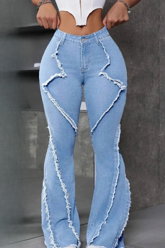 Wide Leg Cargo Multi Pocket Denim Jeans