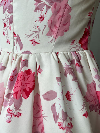 Pink Floral Print Sleeveless Mini Dress With Square Collar For Birthday Party 2026
