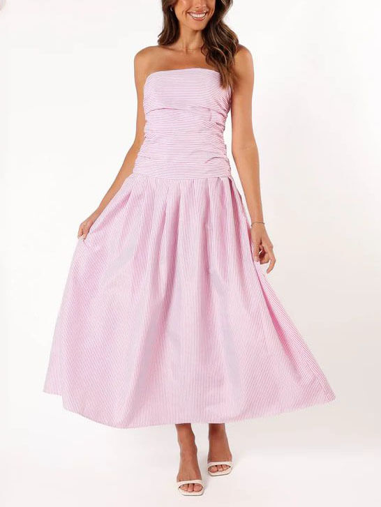 Emily-Stripe Strapless Dress