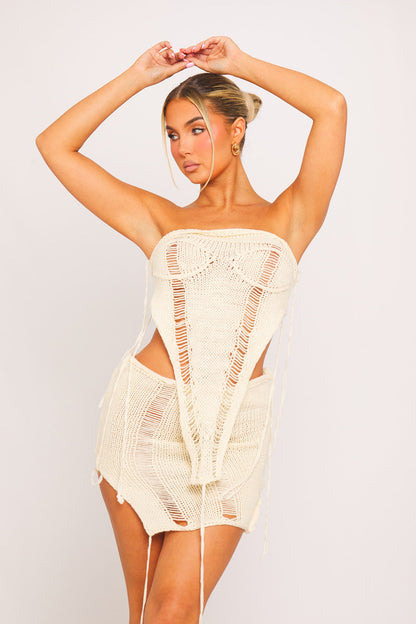 Atelier Knit Mini Set | Strapless Distressed Weave | Beach Edition