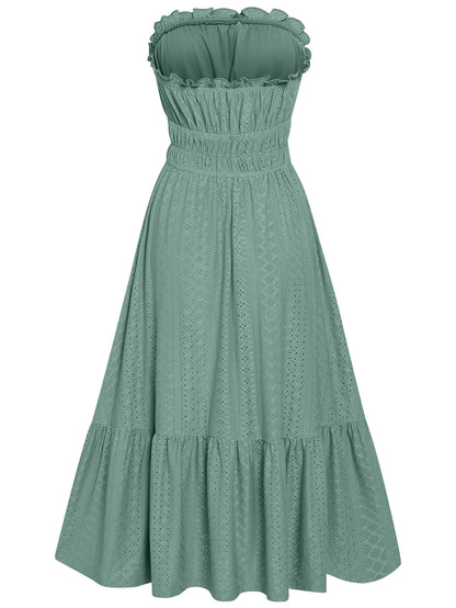 THE NEW YOU STRAPLESS LACE MIDI DRESS - SAGE