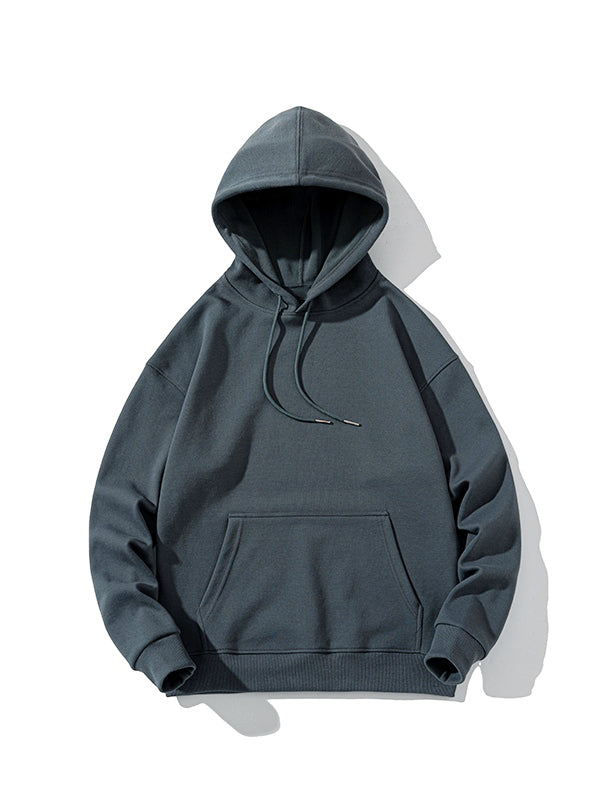 Men’s Solid Color Pure Cotton Drop Shoulder Oversized Hoodie