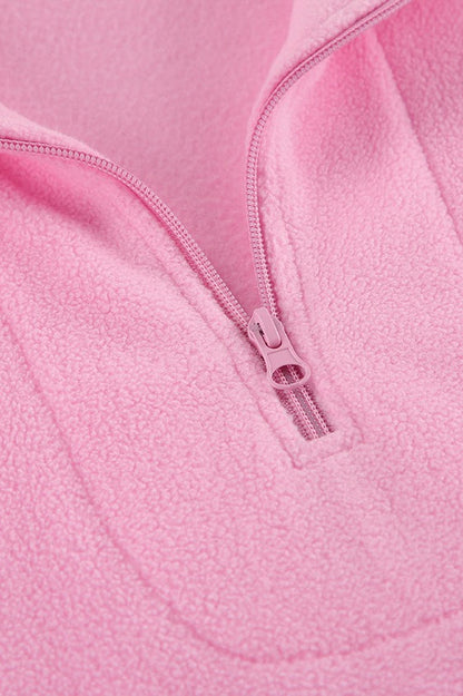 Women's Pink Sherpa Collared Oversized Hoodie