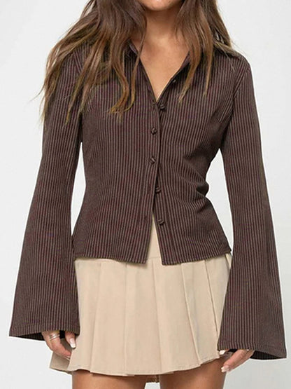 Stripe Print Long Sleeves Shirts