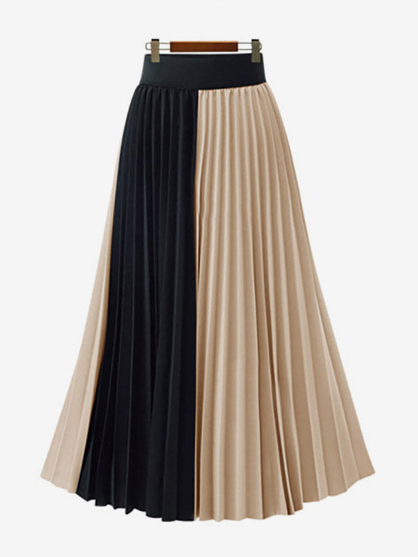 Retro Pleated Skirt Two-One With Elastic Waist Fall Winter Midi Dress