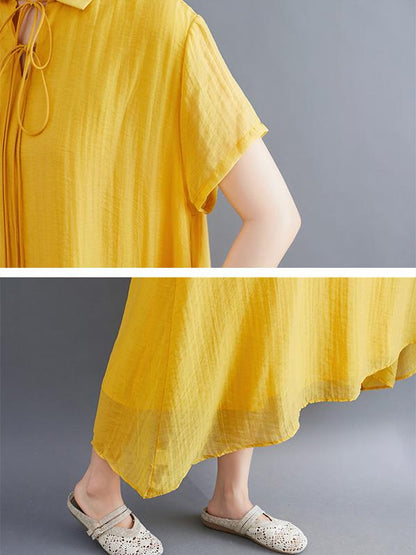 Original Solid Lapel Frenum Dress