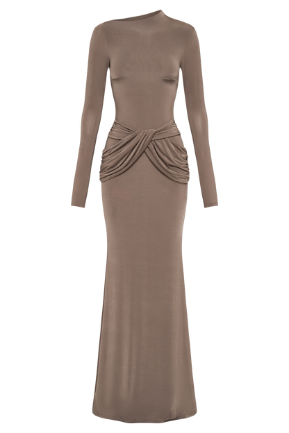 Jersey Solid Knotted Midi Dress