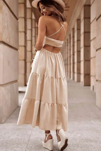 oatmeal backless maxi dress