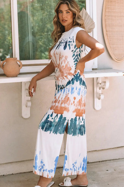 tie dye white maxi dress
