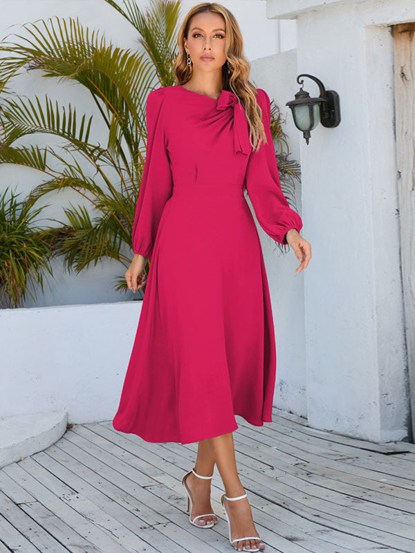 Maxi Dress Jewel Neck Long Sleeves Long Dress