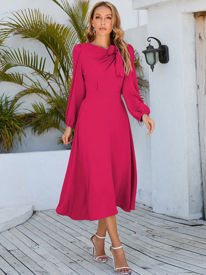 Maxi Dress Jewel Neck Long Sleeves Long Dress