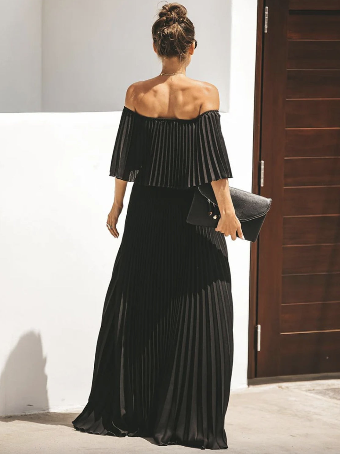 Maxi Dresses Half Sleeves Yellow Bateau Neck Pleated Asymmetrical   Floor Length Dress