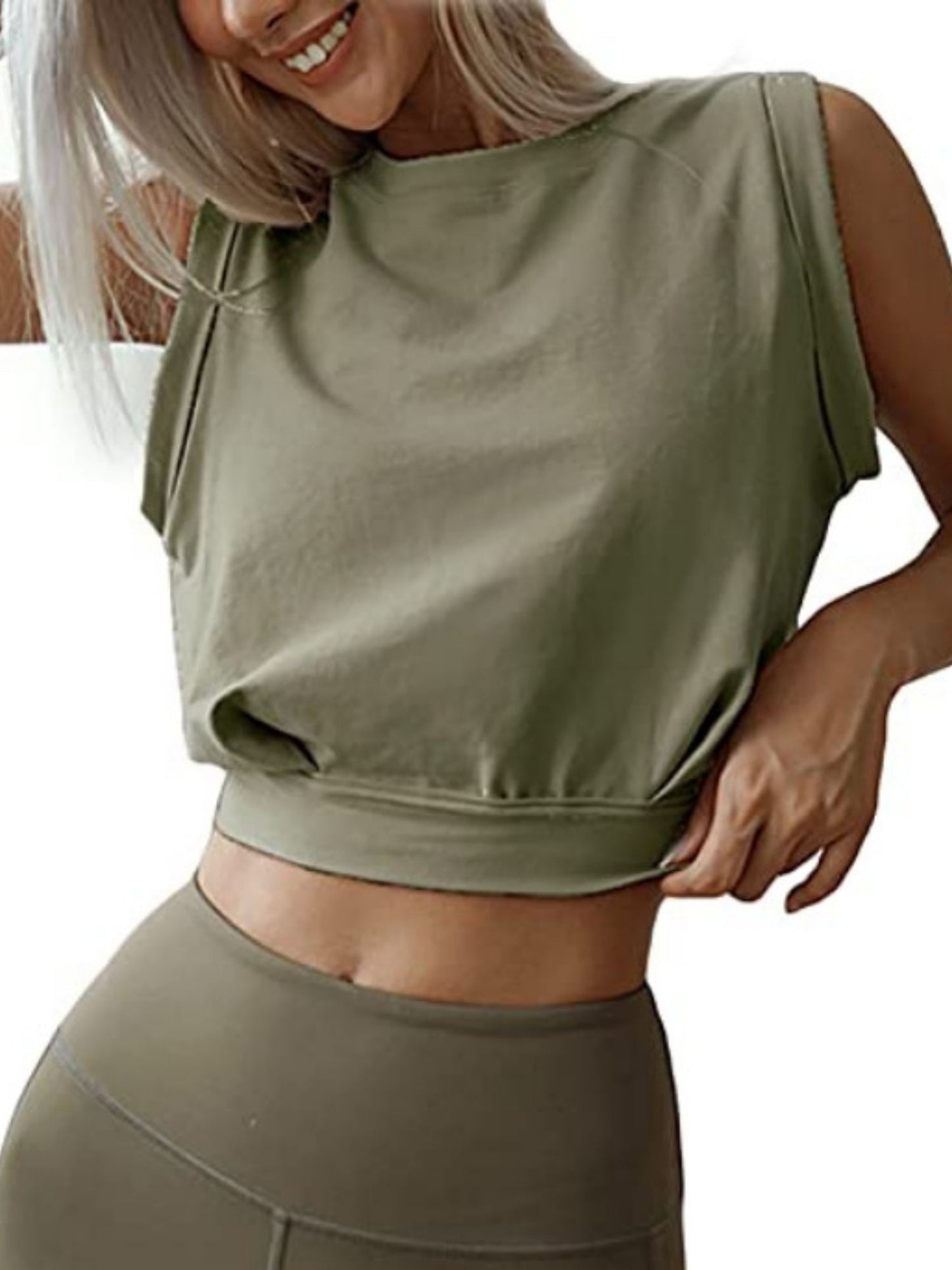 Sleeveless Running And Fitness Cropped Sports Vest