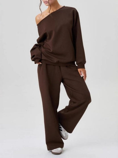 Asymmetrical Shoulder Design Sporty Casual Fashion 2-piece Sets