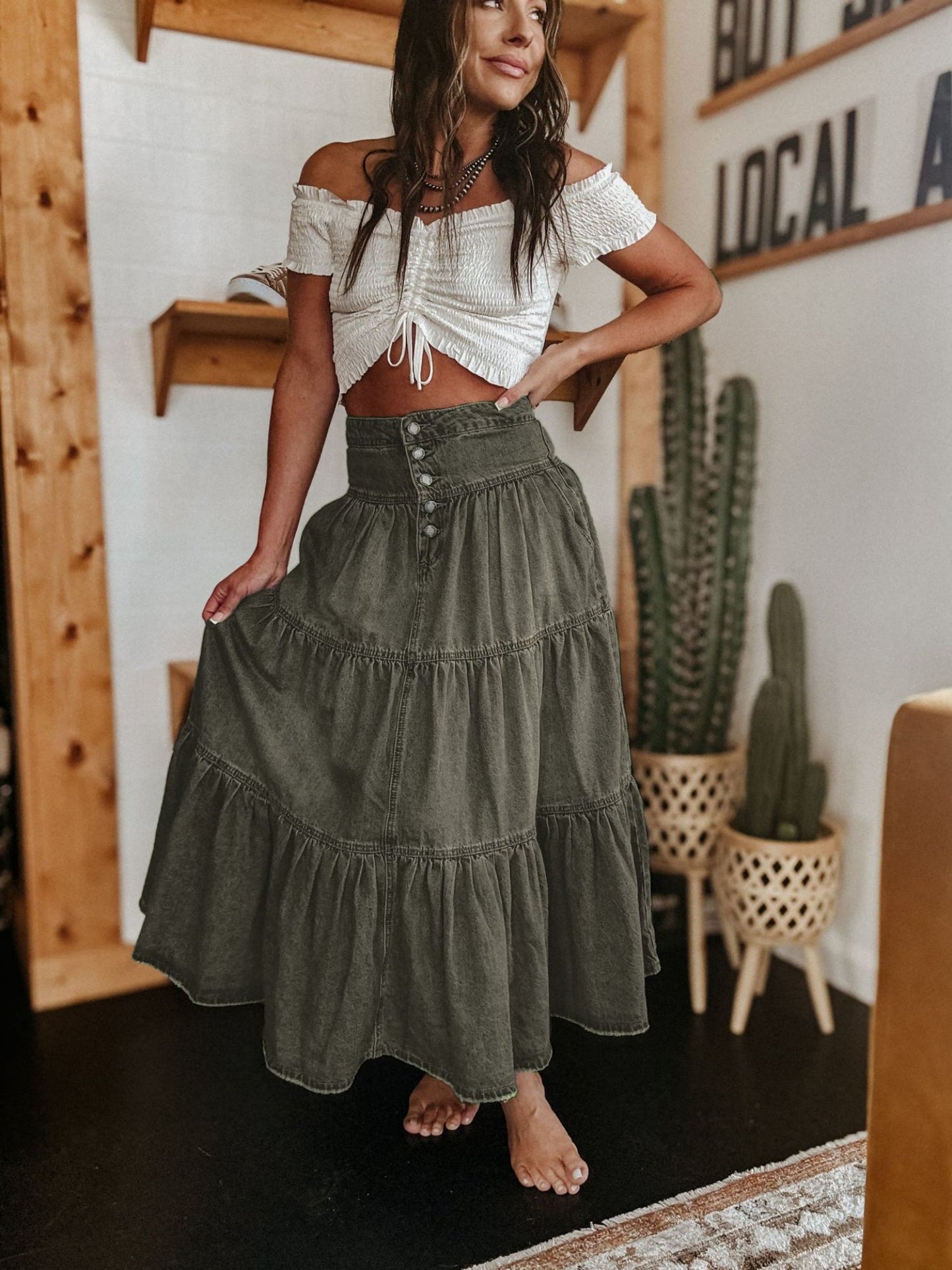 Denim Layered Splicing Cake Skirt