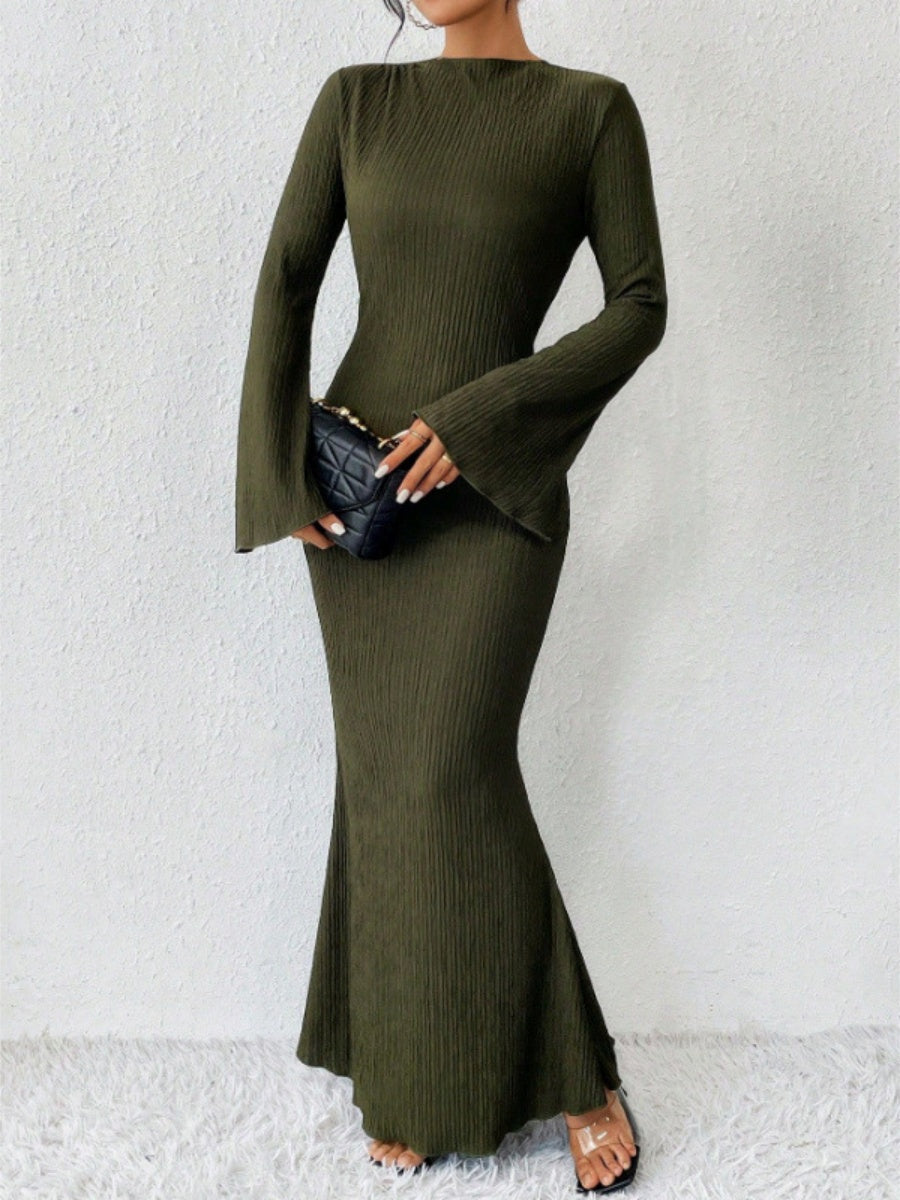 Hip-hugging Long Sleeve Slim-fit Maxi Dresses