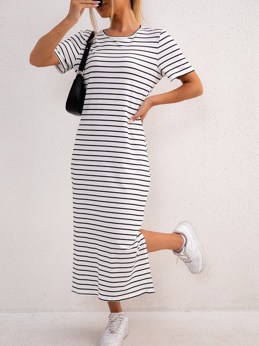 Stripes Slit Maxi Dresses