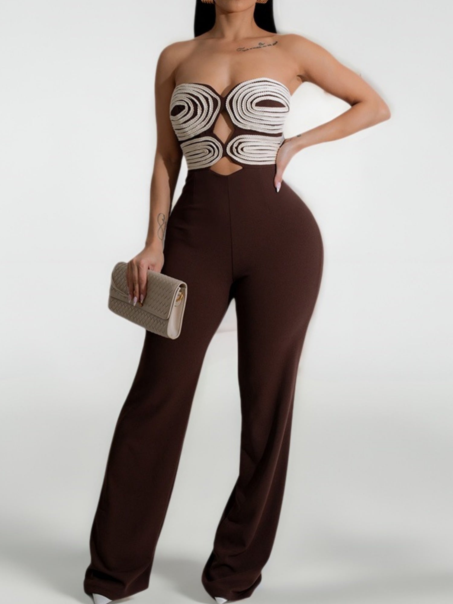 Handwoven Ribbon Strapless Backless Jumpsuits