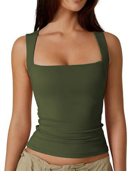 Square Collar Slim-fit Tank Top