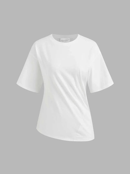 Smart Casual Cotton-blend Asymmetrical Hem Tee